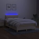 vidaXL Sommier à lattes de lit avec matelas LED Crème 120x200 cm Tissu