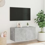 vidaXL Meuble TV mural avec lumières LED gris béton 80x35x41 cm