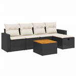 vidaXL Salon de jardin 6 Pièces avec coussins noir résine tressée