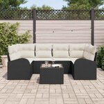 vidaXL Ensemble de canapé de jardin 7 Pièces Noir 55 x 55 x 37 cm