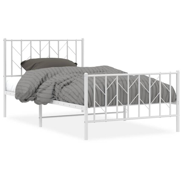 vidaXL Cadre de lit métal sans matelas et pied de lit blanc 100x200 cm