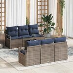 vidaXL Ensemble de Canapés 7 Pièces Gris et marine polyrotin