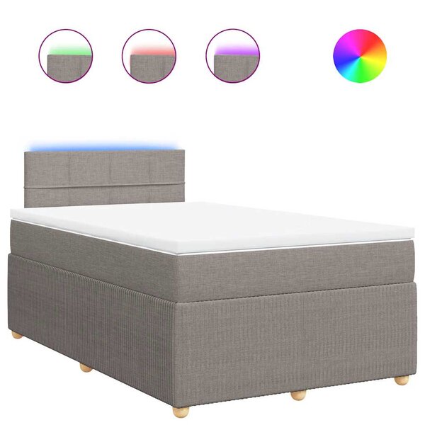 vidaXL Sommier à lattes de lit avec matelas taupe 120x190 cm tissu