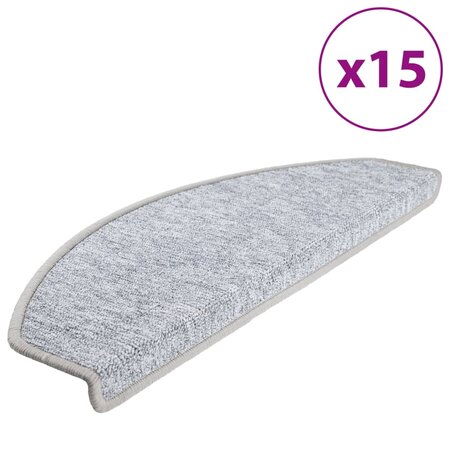 vidaXL Tapis d'escalier 15 Pièces Gris clair 65 x 24 x 4 cm