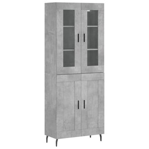 vidaXL Buffet haut Gris béton 69 5x34x180 cm Bois d'ingénierie