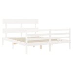 vidaXL Cadre de lit avec tête de lit blanc 160x200 cm bois massif