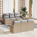 vidaXL Ensemble de canapé de jardin 7 Pièces Beige Poly rotin