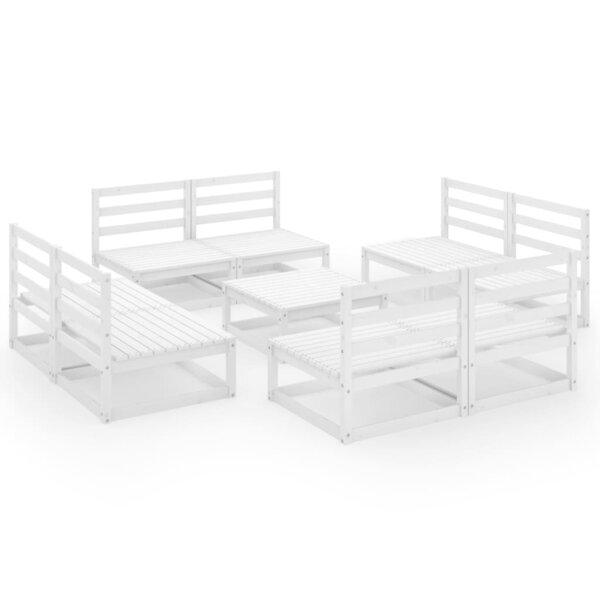 vidaXL Salon de jardin 9 Pièces Blanc Bois de pin massif