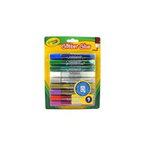 CRAYOLA Colle Pailletée (9 Couleurs Assorties) Carte Blister