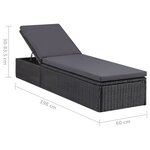 vidaXL Chaise longue Résine tressée Noir et gris foncé