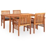 vidaXL Ensemble à manger d'extérieur 5 Pièces et coussins Acacia solide