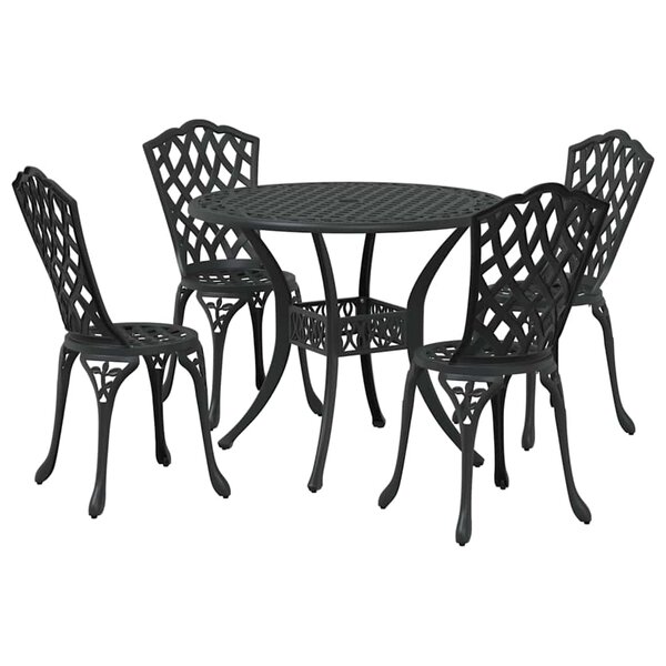 vidaXL Ensemble de salle à manger pour jardin 5 Pièces Noir Aluminium