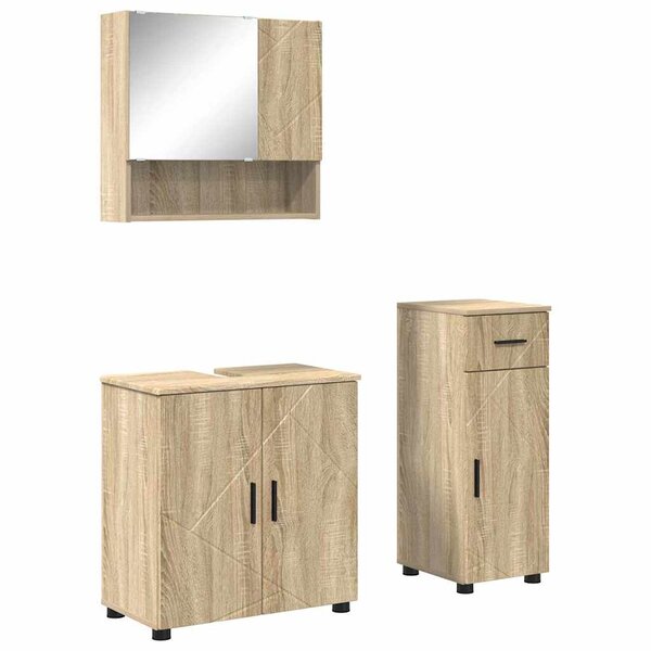 vidaXL Ensemble de mobilier de salle de bain 3 Pièces Chêne sonoma