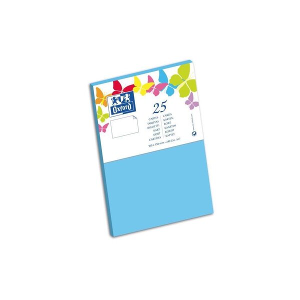 OXFORD 25 Cartes - 15 cm x 10 cm x 0,7 cm - 240g - Bleu Lagon