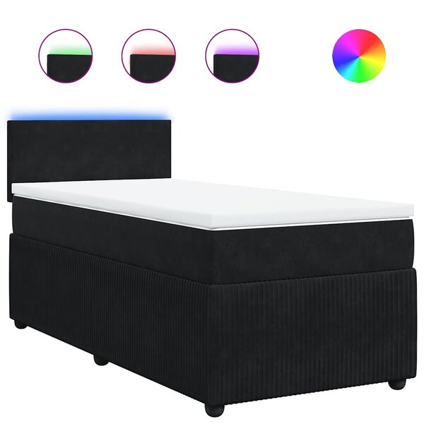 vidaXL Sommier à lattes de lit avec matelas Noir 90x190 cm Velours
