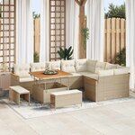 vidaXL Ensemble de canapé de jardin 12 Pièces Beige polyrotin