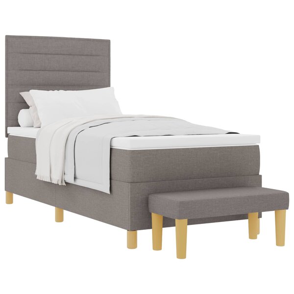 vidaXL Lit à ressorts avec tête de lit Taupe 200 x 90 cm tissu