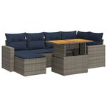 vidaXL Salon de jardin avec coussins 7 Pièces gris résine tressée