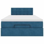 vidaXL Cadre de lit ottoman avec matelas bleu foncé 120x200 cm velours