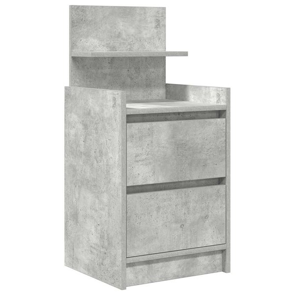 vidaXL Table de chevet avec 2 tiroirs gris béton 38x34x80 cm