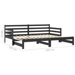 vidaXL Lit coulissant Noir Bois de pin massif 2x(90x200) cm