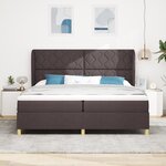 Lit à ressorts vidaXL avec matelas brun foncé 200x200 cm en tissu
