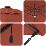 vidaXL Parasol Roma Rouge 286 x 285 x 270 cm Aluminium  Polyester
