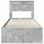 vidaXL Cadre de lit avec matelas Gris Béton 90 x 190 cm Pin massif