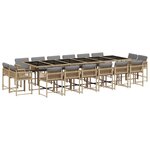 vidaXL Ensemble à manger de jardin et coussins 17 Pièces mélange beige