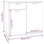 vidaXL Buffet Chêne marron 80x36x75 cm Bois d'ingénierie