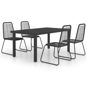 vidaXL Ensemble à manger de jardin 5 Pièces PVC résine tressée noir