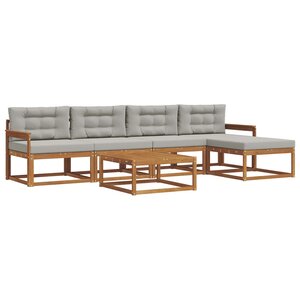 vidaXL Ensemble de canapés d'extérieur 6 Pièces Gris Naturel et Clair