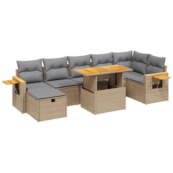 vidaXL Salon de jardin avec coussins 8 Pièces beige résine tressée