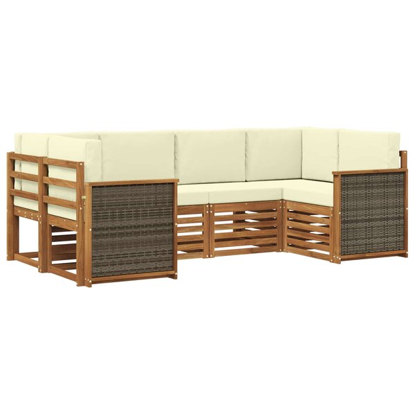 vidaXL Ensemble de canapés d'extérieur 5 pc Naturel et Crème