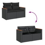 Ensemble de canapé de jardin 10 pièces avec coussins Noir Rotin poly