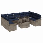vidaXL Ensemble de canapé de jardin 10 Pièces Gris Poly Rattan