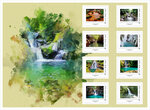  Collector 8 timbres - Rivières et cascades de Guadeloupe - Lettre Verte