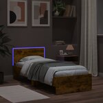 vidaXL Cadre de lit tête de lit et lumières LED chêne fumé 90x190 cm