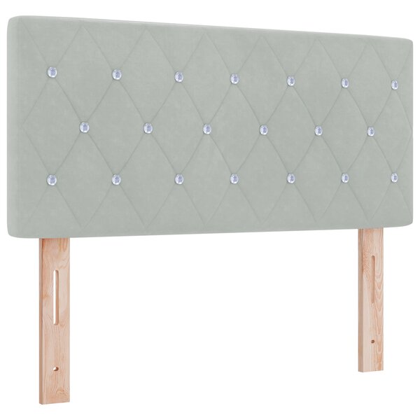 Cabeza de lit vidaXL Cristales Botón Tapizado Gris clair 90 cm Velours