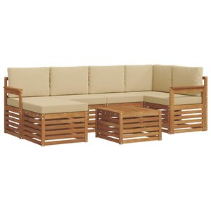 vidaXL Ensemble de canapés d'extérieur 7 pc Naturel et Beige Polyester