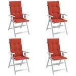 vidaXL Coussins de chaise à dossier haut lot de 4 rouge mélangé tissu