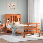 vidaXL Lit bibliothèque sans matelas cire marron 90x200 cm pin massif