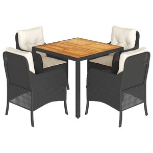 vidaXL Ensemble à manger de jardin coussins 5Pièces Noir Résine tressée