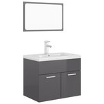 vidaXL Ensemble de meubles de salle de bain Gris brillant Aggloméré