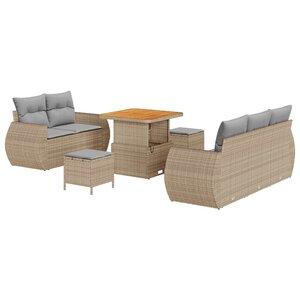 vidaXL Ensemble de canapé de jardin 8 Pièces Beige et Gris clair