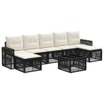 vidaXL Ensemble de canapé de jardin 8 Pièces Noir et blanc crème