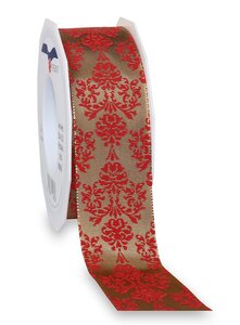Ruban ornamenté laitonné brixen 20-m-rouleau 40 mm marron/rouge