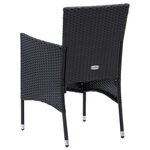 vidaXL Ensemble à dîner de jardin avec coussins 3 Pièces poly rotin noir