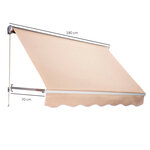 Store banne manuel inclinaison réglable aluminium polyester imperméabilisé 70L x 180l cm beige