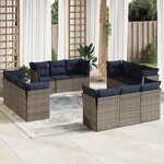 vidaXL Salon de jardin avec coussins 12 Pièces gris résine tressée